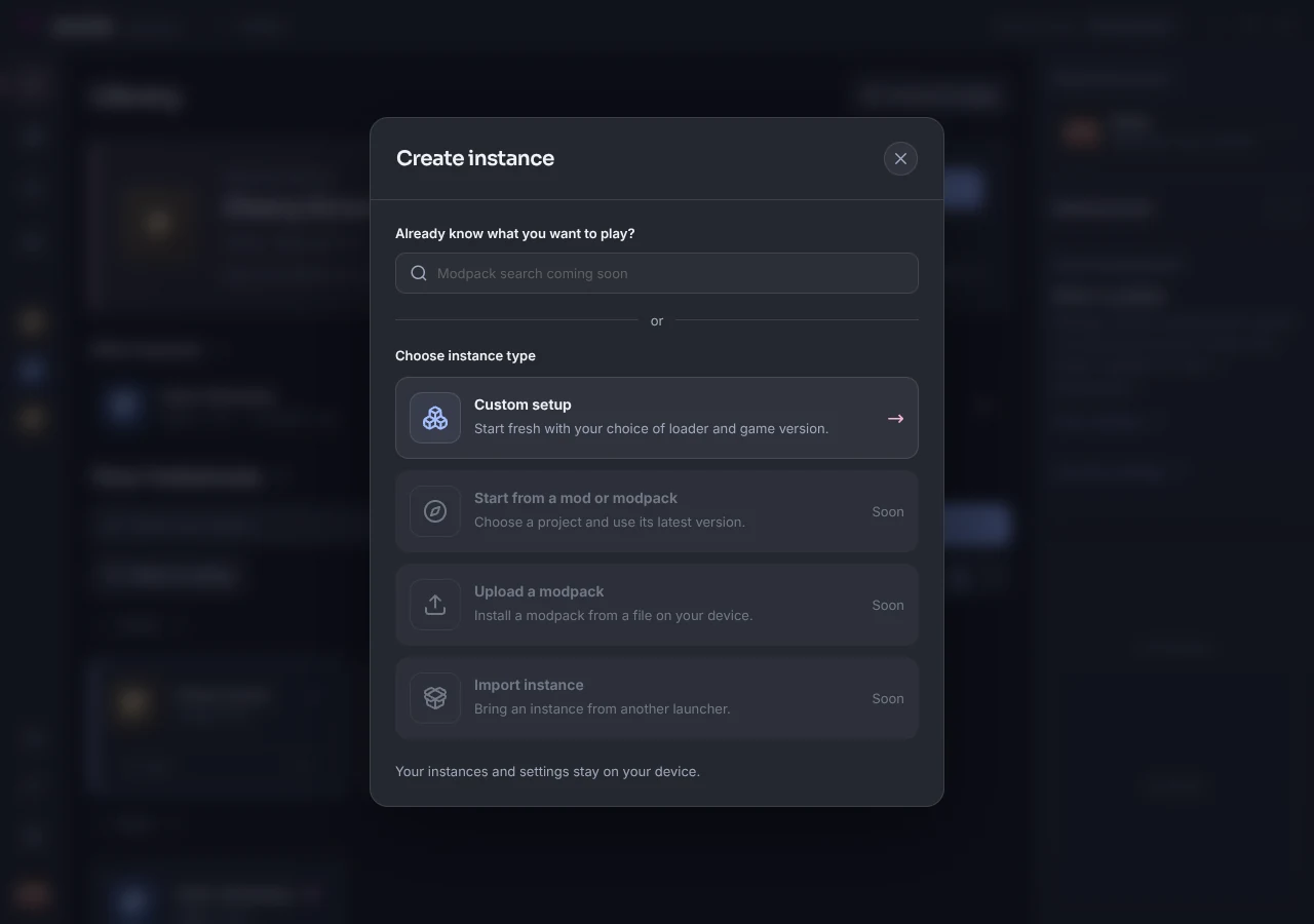 Azuria’s Create instance screen with the Custom setup option.